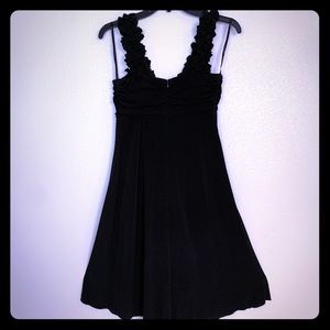 Intermission Hi-Low Dress Women’s Size 6 Black Build in Bra Ruching Stretch